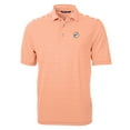 thumbnail image 2 of Men's Cutter & Buck Orange Miami Dolphins Throwback Logo Virtue Eco Pique Stripe Recycled Big & Tall Polo, 2 of 3