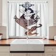 thumbnail image 2 of Ambesonne Anchor Kitchen Curtains, Monochrome Mermaid Motif, 55"x39", Navy Blue and White, 2 of 3