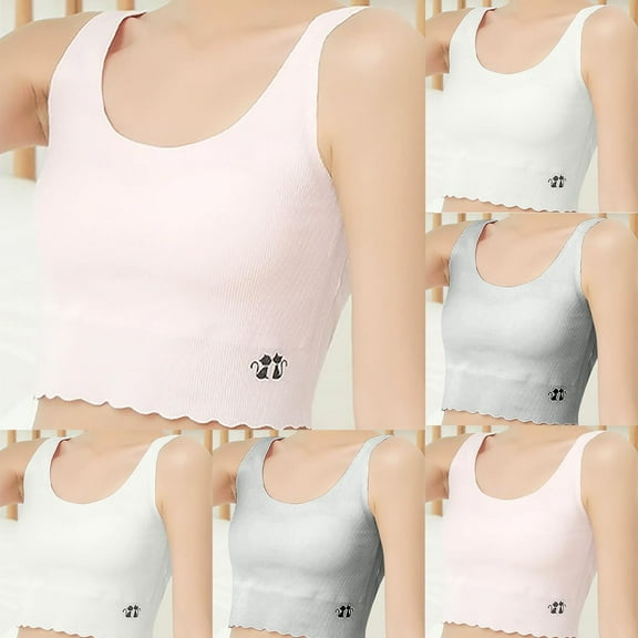 ATOGUTA Bra Girls Size 8-12 Bralette Seamless Cami Crop Bras Built-Up Stretch Sports Bra in Everyday Colors Pink