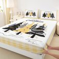 thumbnail image 3 of jejeloiu Christmas Tree Merry Xmas Yellow Geometric Plaid Queen Sheet Set,Ultra Soft Kids Bedding,4-Piece, 3 of 7