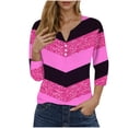 thumbnail image 1 of Blusas de Manga Corta para las Mujeres Impresas 3/4 Manga Cuello Redondo Blusa Casual, Ligero Diario Superior, 1 of 5