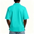 thumbnail image 5 of Resicozy Men's Short Sleeve Polo Shirts Casual Summer Classic Collared Button Down Shirt Solid Color Tops Cyan S, 5 of 8