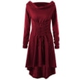 thumbnail image 2 of hirigin Women Halloween Costume Solid Color High Low Long Sleeve Hooded Dress for Party Role-playing Cosplay, 2 of 7