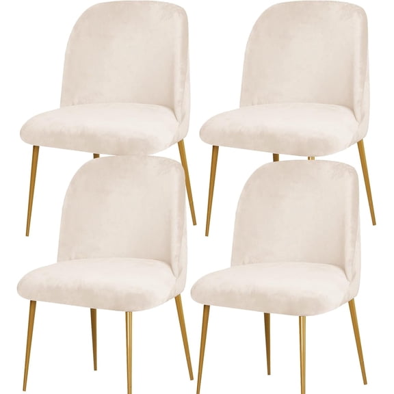 Velvet Curved Chair Covers Dining Room Chairs Set of 4,Mid Century Modern Chair Covers, Semi Circle Back Chair Protector Seat Covers Slipcovers for Kitchen Living Room Set(Beige)