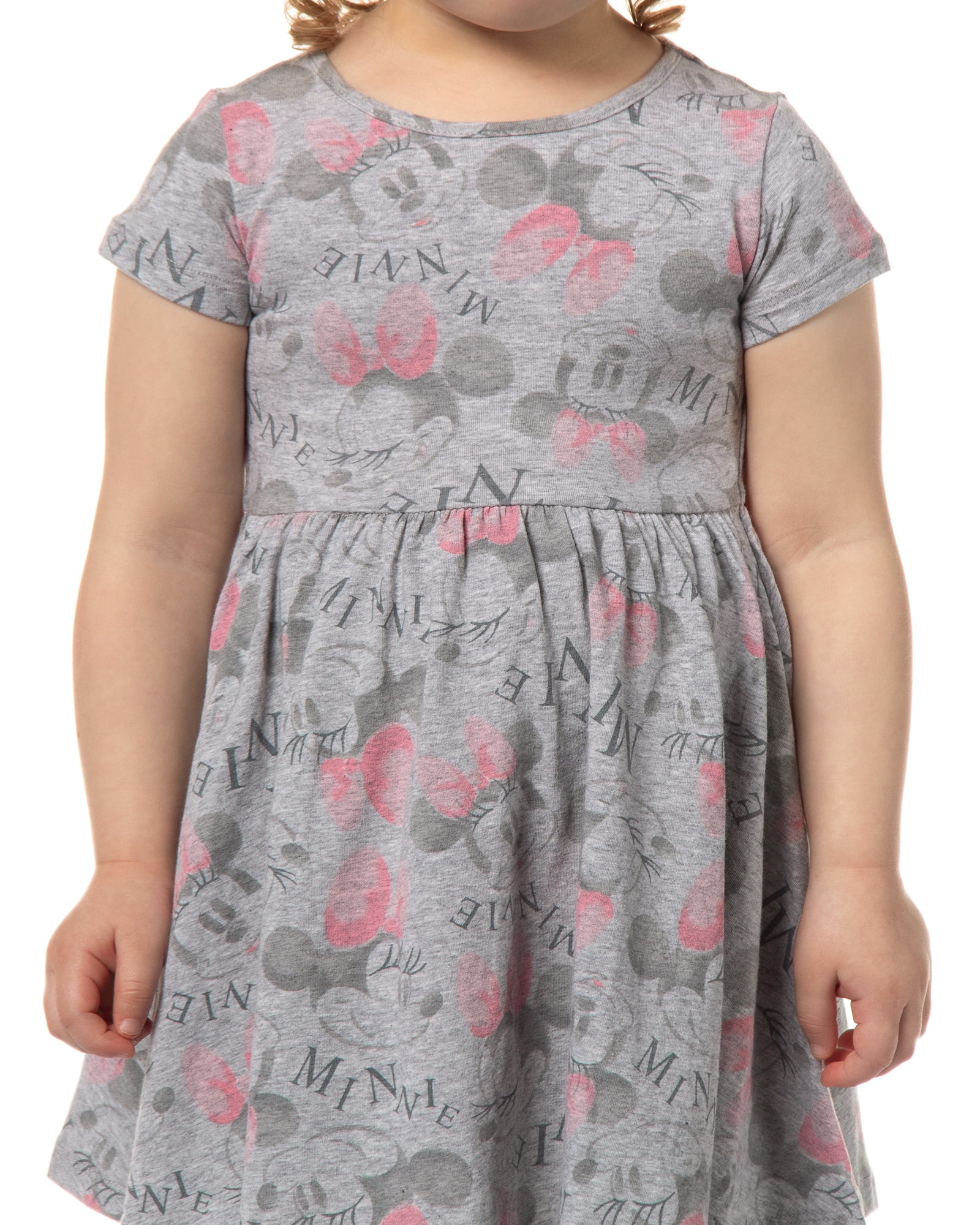 Disney Toddler Girls' Minnie Mouse Pink Bow Allover Print Design Dress