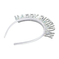 Unique Bargains Birthday Crown Birthday Headband Birthday Crown Adult Woman Happy Birthday Headband for Girl Silver Tone