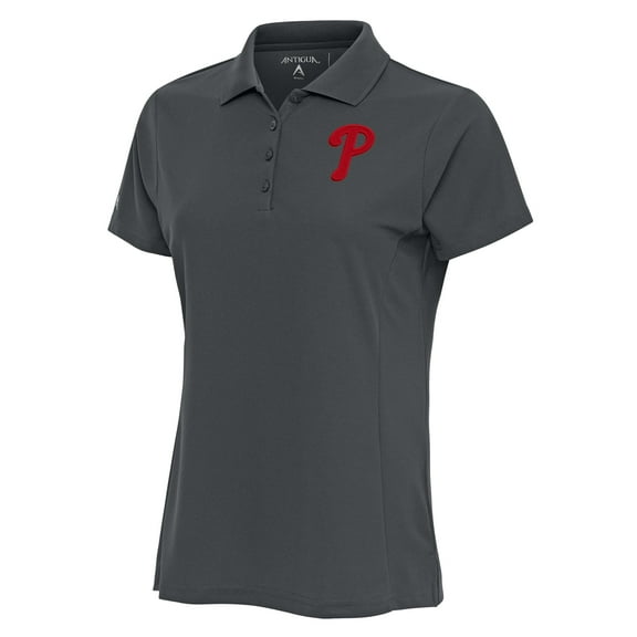 Women's Antigua Charcoal Philadelphia Phillies Logo Legacy Pique Polo