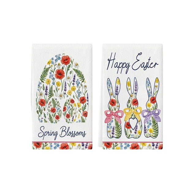 Easter Dish Towel Sets for Kitchen, Absorbent Kitchen Towels for Men Women, 2 Pack 23.6X15.7 Inches