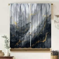 Black Gray Marble Blackout Curtains,Modern Luxury Black and Gold Abstract Line Texture Art Print Blackout Rod Pocket Window Treatments Drapes for Bedroom Living Room Kitchen 84" W X 84" L