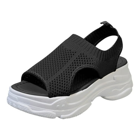 

Cathalem Women Fish Mouth Sandals Wedge Platform Platform Sandals Boho Sandals Summer Fashion Beach Sandals Platform Sandals Black 37