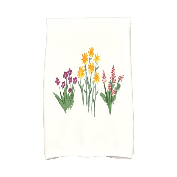 Simply Daisy, 16 x 25 inch, Flower Trio Kitchen Towel, Purple