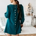 thumbnail image 2 of LLYwey Lace Dresses for Wedding Guest Women Casual Fashion Lining Long-Sleeve Round Neck Dress with Metal Buttons New Casual Dresses Green S, 2 of 4