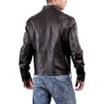 thumbnail image 3 of Men's Genuine Lambskin Leather Jacket Biker Soft Stylish Blue Motorcycle Jacket A038, 3 of 4