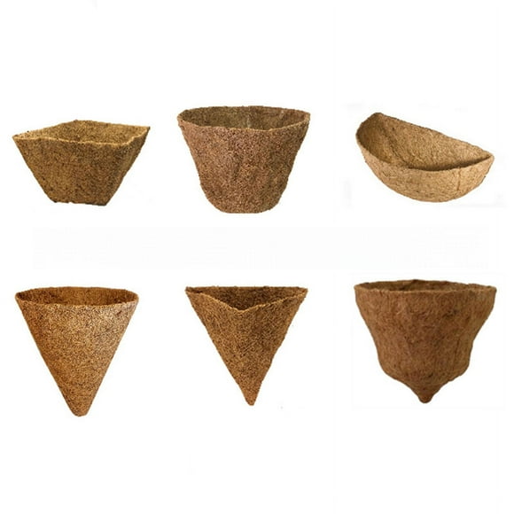 Cesta de flores redonda, estera de palma de coco, cesta colgante, maceta para balcón, planta de verduras, cuenco de palma de coco, estera de palma de coco de plástico