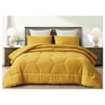 thumbnail image 2 of saney Mustard Yellow Comforter Set Oversized Queen Size 3-Piece Fluffy Soft Lightweight Bedding Honeycomb Geometric Quilted Stone-Washed Microfiber Comforter Set for All Season, 2 of 8