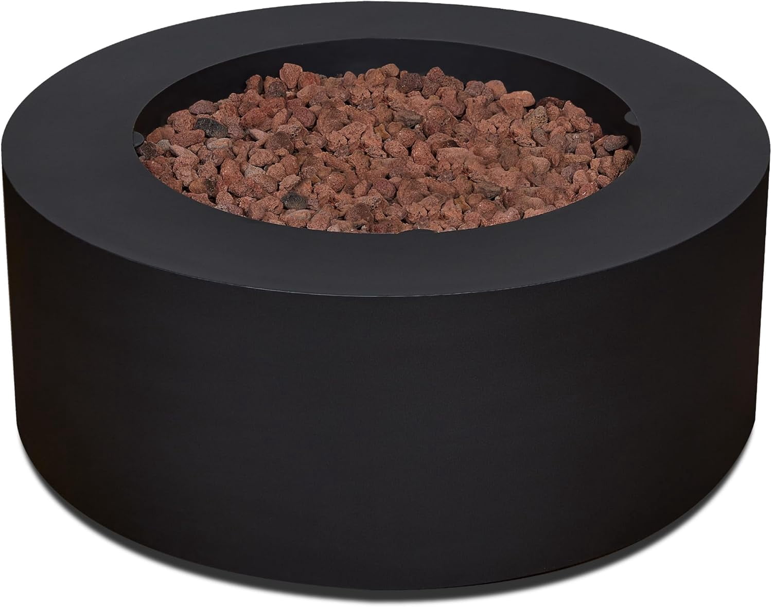 Real Flame Aegean 36" Round Steel Propane or Natural Gas Fire Pit Table in Black