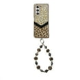 thumbnail image 3 of Compatible for Samsung Galaxy Z Fold 4 Case with Beaded Wrist Strap, Fluffy Leopard Print Pattern with Bling Design Case for Women Girls Hard PC Drop Protection Cover for Galaxy Z Fold 4, Gold, 3 of 11