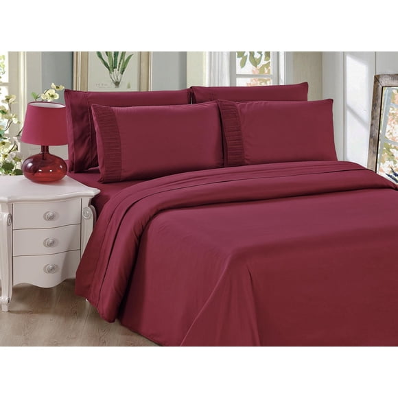 Marina Decoration Ultra Soft Silky Zipper Solid Rayon from Bamboo All Season Duvet Cover Set, Burgundy Color