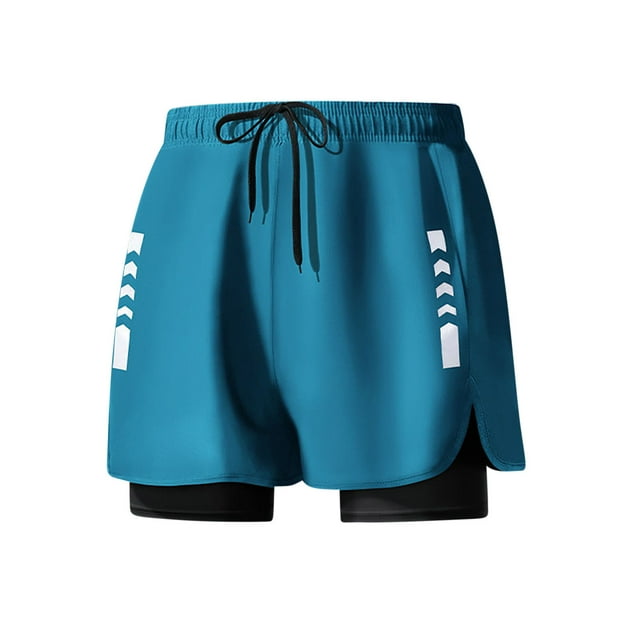 Mgmyaa Men's Plus Size Athletic Shorts Quick Dry Gym Workout 5 Inch 2 in 1 Running Shorts for Men