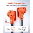 thumbnail image 3 of KFFKFF 100ft 30 ARV Extension Cord, 2500W Durable STW 10/3 Gauge Wire, NEMA TT-30P Male to NEMA TT-30R Female Plug, with LED Indicator, 15A Adapter, ETL Certified, 125V, 3 of 9