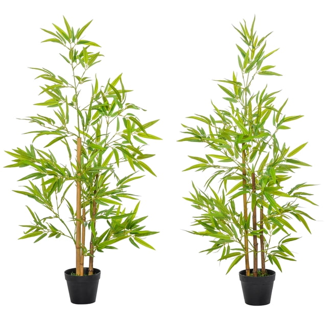 Outsunny Artificial Bamboo Tree, 4ft Fake Decorative Plant in Nursery Pot