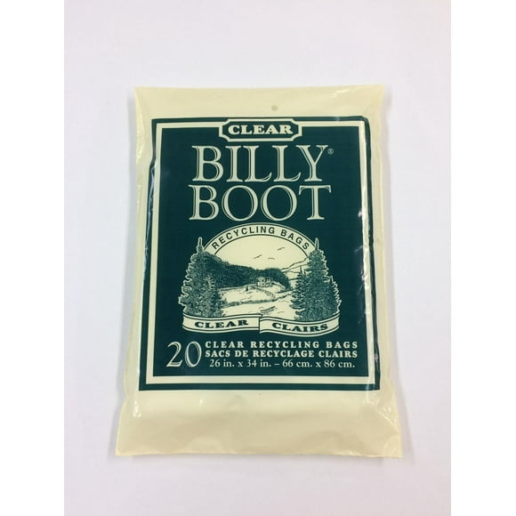 Billy Boot Clear Garbage/Recycling Bags 26" x 34", 20 Strong Billy Boot Clear Garbage Bags 26" x 34"