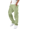 thumbnail image 5 of Men's Relaxed Fit Cargo Pants Straight Leg Elastic Waist Drawstring Multiple Pockets Durable Spring Fall Pants, 5 of 9