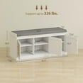 thumbnail image 6 of Kadyn Ottoman Bench with Woven Rattan Doors, Cushion and Adjustable Shelves, Upholstered Bench for Entryway, Hallway, White, 6 of 6