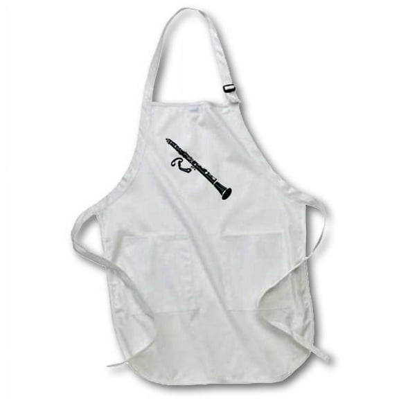 3dRose, Clarinet, BLACK Full Length Apron with Pockets 22w x 30l