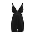thumbnail image 5 of Summer Saving Wycnly Jumpsuits for Women Dressy Sexy Hollwed Elastic Waist Strap Mini Overalls Jumpsuits Summer V-Neck Sleeveless Solid Short Trendy Rompers Black s, 5 of 7