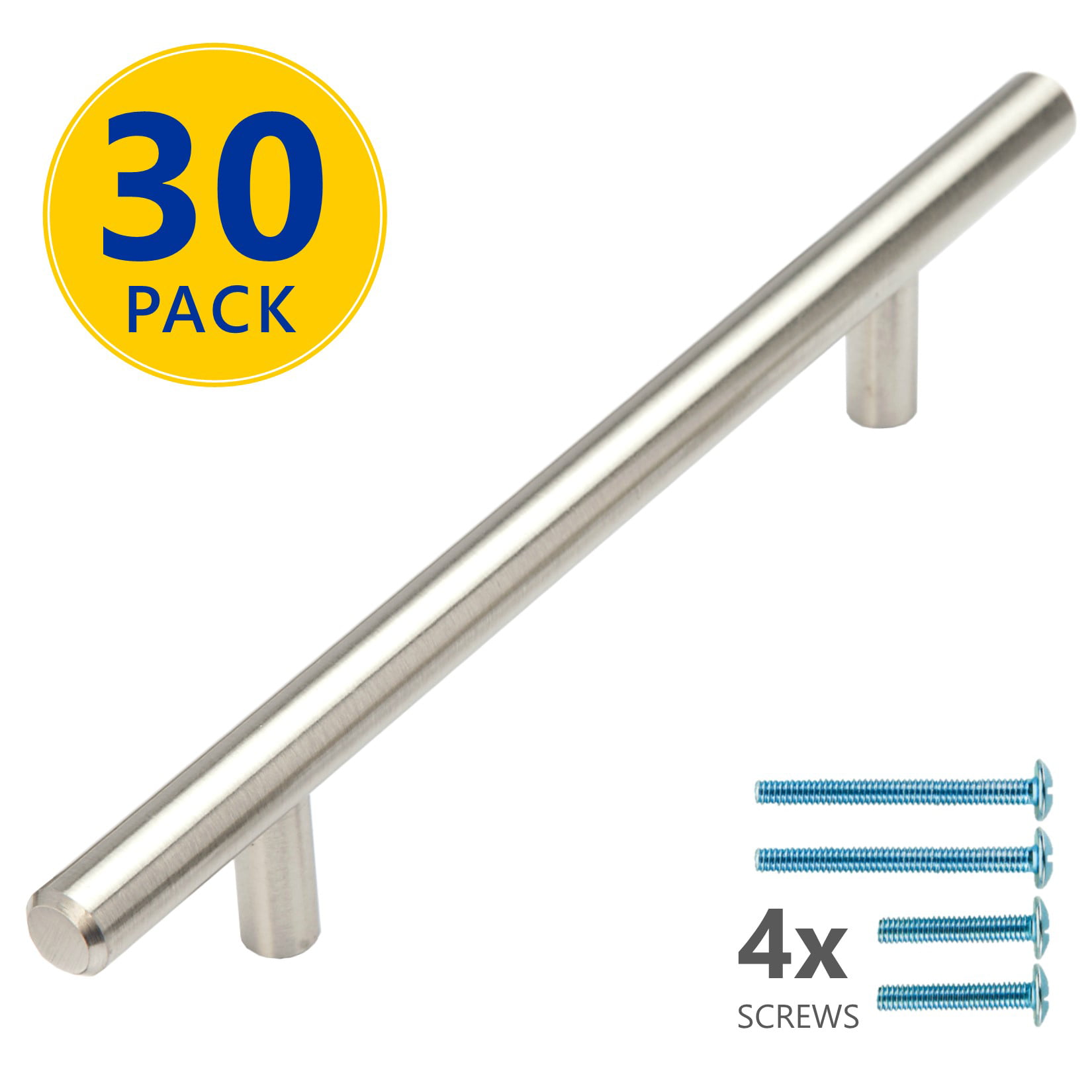 30 Pack | 8" Stainless Steel T Bar Cabinet Pulls: 5 Inch Hole Center 5 Inch Stainless Steel Cabinet Pulls