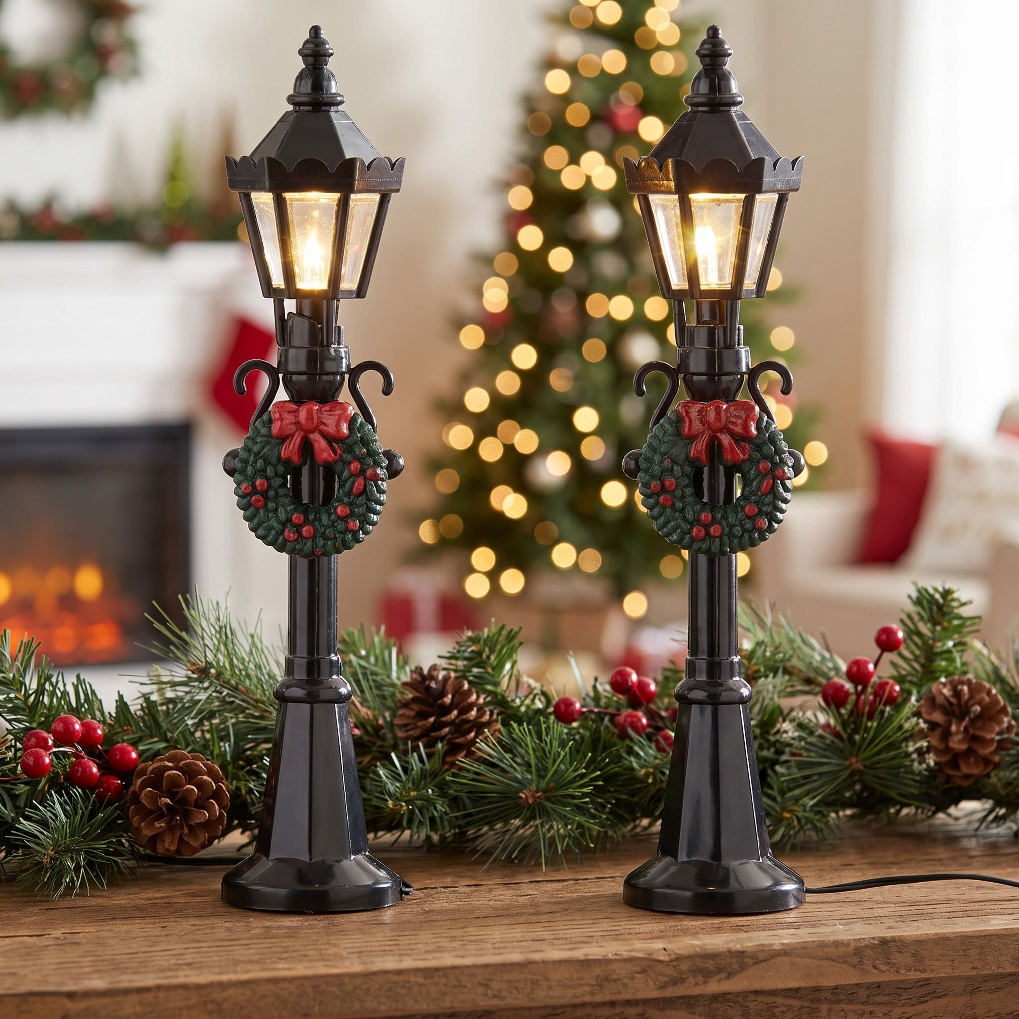 LED Light Post Christmas Village Decoration, Brown, 5.3", by Holiday Time