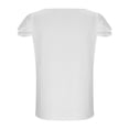 thumbnail image 4 of Byoo Little Girl Solid Square Neck Blouse Shirt Short Sleeve Eyelet Ruffle Sleeve Casual Pullover Shirt Soft T Shirt, 4 of 6