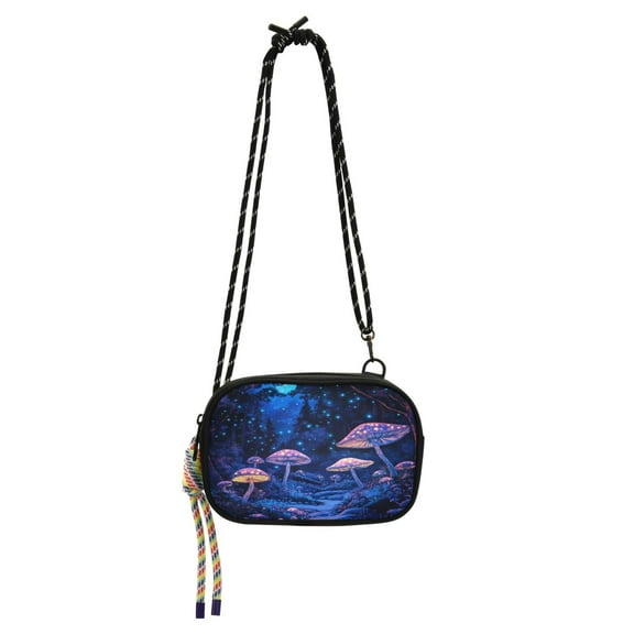 Stylish Crossbody Phone Bag Purse Handbags Adjustable Strap, Compact Design for Essentials Bioluminescent Mushrooms