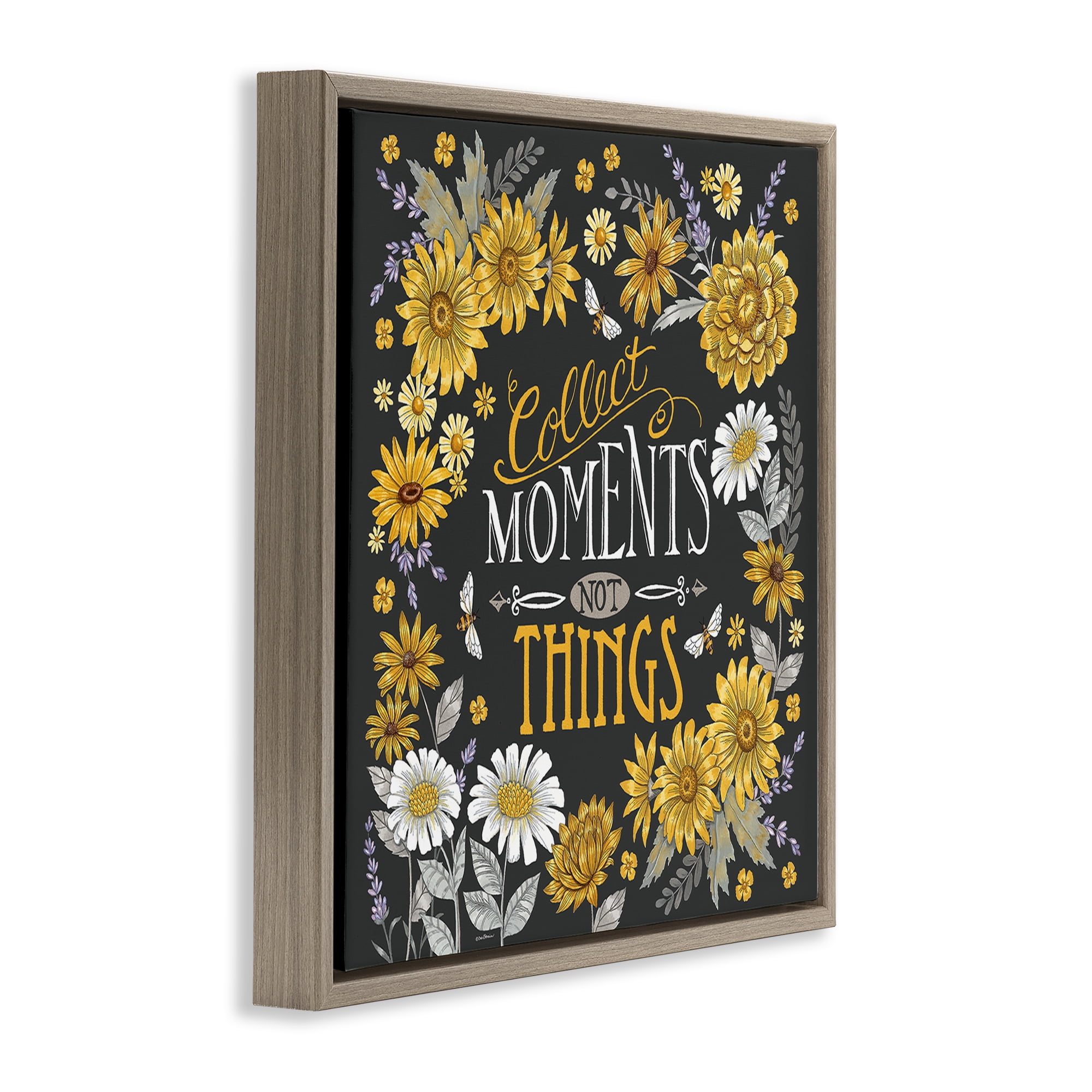 Stupell Industries Collect Moments Not Things Plants & Flowers Painting Brown Floater Framed Canvas Art Print Wall Art, 25 x 25