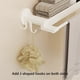 thumbnail image 4 of Toallero de baño de pared con estante de almacenamiento | Montaje adhesivo sin taladro | Organizador plegable de plástico blanco para toallas y artículos de tocador, 4 of 6