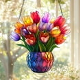 thumbnail image 3 of Tulip Flower Acrylic Acrylic Window Window Hanging, Flower Suncatcher Decor for Garden and Home, 3 of 7