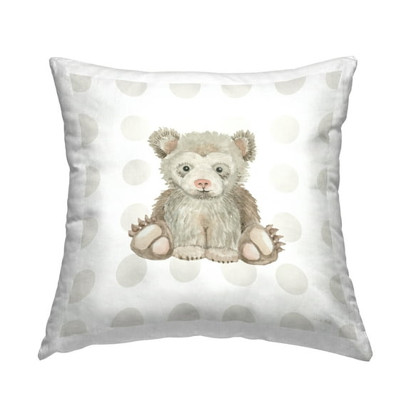 Stupell Industries Nursery Bear on Dots Decorative Printed Throw Pillow Design by Cindy Jacobs.