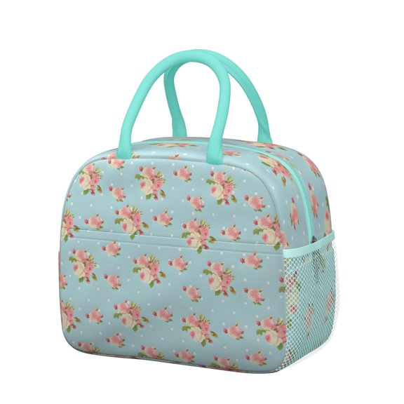 Womens Pioneer Flower Floral Print Pattern Lunch Box for Work,Insulated Lunch Bag for Women,Loncheras Para Mujer,Leakproof Adult Lunch Bag for Work,Beach,Travel,Picnic,Camping