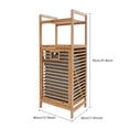 thumbnail image 2 of Bamboo Frame Non-Woven Fabric 40x30x95cm Tipping Bucket Dirty Laundry Basket Double Storage Rack Storage Basket, 2 of 12