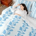 thumbnail image 4 of jejeloiu Blue Botanical Leaf 7 Pieces Bedding Comforter Set,Minimalist Aesthetic Full Bedding Set For Adults Reversible, 4 of 8