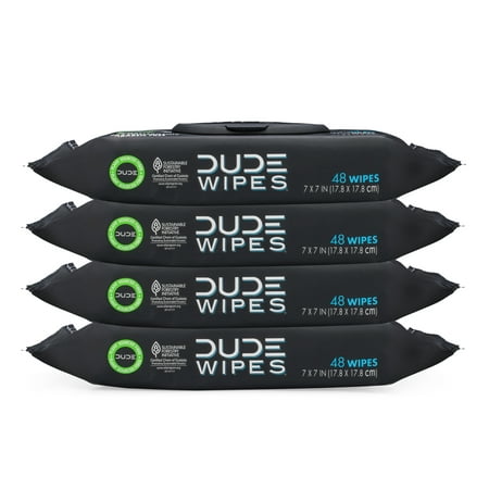 DUDE Wipes Flushable Wipes 4 Unscented Wet Wipes Dispenser Packs (192
