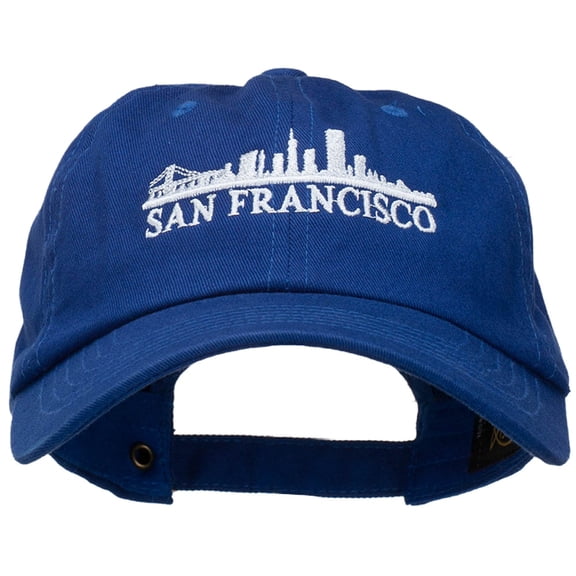 San Francisco Skyline Embroidered Washed Cap - Royal OSFM