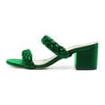 thumbnail image 2 of YDN Women Braided Two Straps Chunky Heel Slide Sandals Slip On Open Toe Low Heels Mules Shopping Party Dressy Shoes Size 10.5 Green, 2 of 4