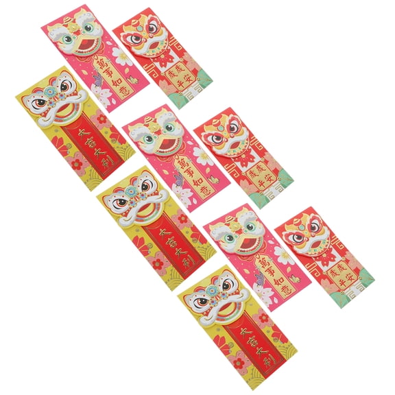 30 Pcs See Envelopes Chinese Money Packets for Wedding, Dancing Lion Paper Bags, Purse Style