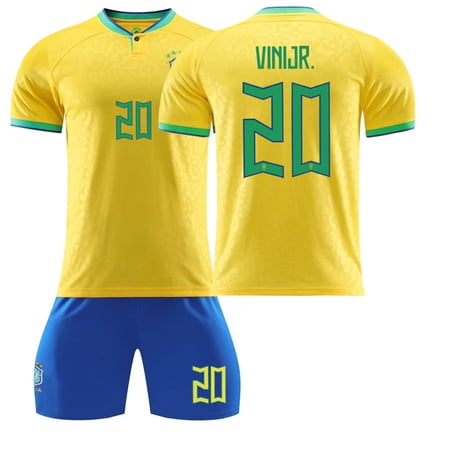 Neymar 2022-2023 Brazil Home Soccer Jersey Activewear for Kids and Adults