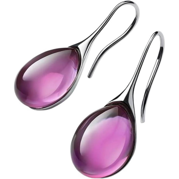 Silver Gold Plated Water Drop Style Crystal Stone Classic Plain Dangle Hoop Earrings