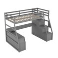 thumbnail image 4 of Bellemave Twin Size Loft Bed with Stairs and Desk, Wooden High Loft Beds Frame with 7 Storage Drawers and 2 Shelves for Kids Teens Adults (Gray), 4 of 9