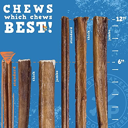 Jack&Pup 6" Bully Sticks for Medium Dogs, Natural Beef Flavour Chews, 25 Pack