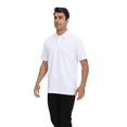 thumbnail image 2 of Zfeel Men's Breathable Polo Shirt, Casual Polo for Adult, Pure Stretch Polyester, White, L, 2 of 5
